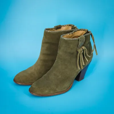 $37.79 • Buy Jack Rogers Size 10 M Boots Booties Green Greer Fringe Suede Tassel Ankle