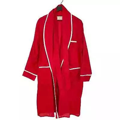 Vintage Robe By Weldon Red White Trim Smoking Jacket Size Large • $49.99