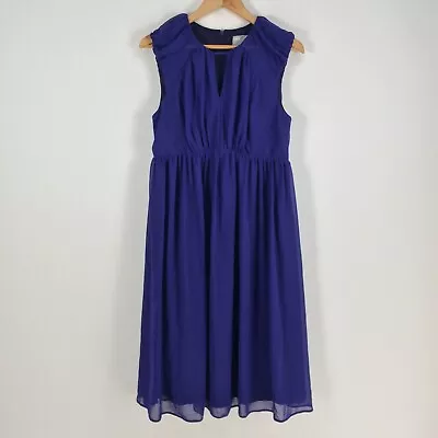 $24.95 • Buy Asos Womens Dress Size 12 Midi Fit Flare Blue Sleeveless Round Neck Zip 049788