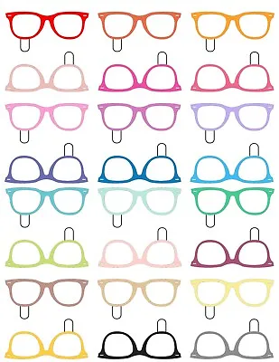 ✿ 24 Edible Rice Paper Cake Decorations - Geek Nurd Glasses Spectacles Coloured✿ • £3