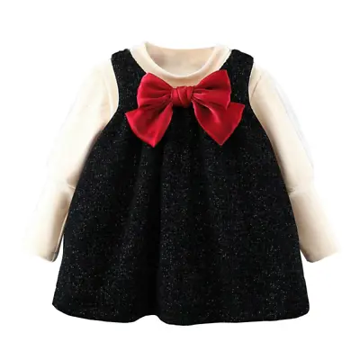 £18.47 • Buy Baby Girls Cute Shiny Bows Dress Outfits Long Sleeve Pullover T-Shirt Party Suit