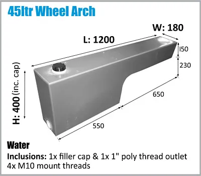 $305 • Buy Dual Cab Hilux Etc 4X4 Ute Wheel Arch Water Tank 4x4. 45L Styleside Oz Made 4wd
