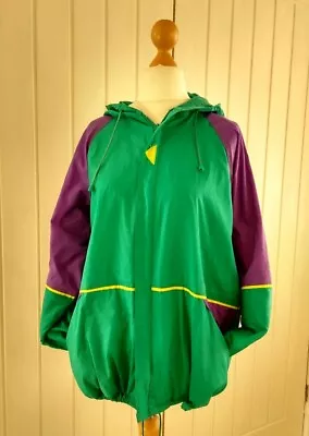 Mens Woman's Small PVC Nylon Vintage Hooded Jacket Cagoule  TKO Sport Retro Zip • £16