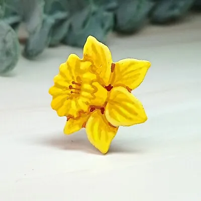 Daffodil Brooch Daffodil Pin Badge Handmade Yellow Flower Welsh Jewellery Gift • £8.50