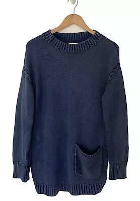 Toast Chunky Knit Cotton Oversized Tunic Pocket Jumper Size 10 • £45.99