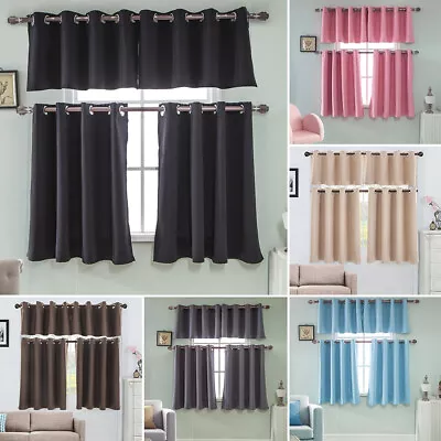 Eyelet Ring Top Blackout Short Curtains Cafe Kitchen Door/Window Decor Curtain • $17.05