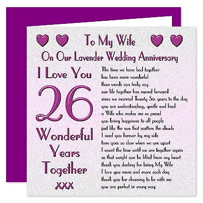 My Wife 1st - 70th Years - On Our Wedding Anniversary Card - I Love You Verse • £4.75