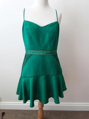 $35 • Buy Forever New Emerald Green Linen-Blend Flippy Mini Dress - Size 14