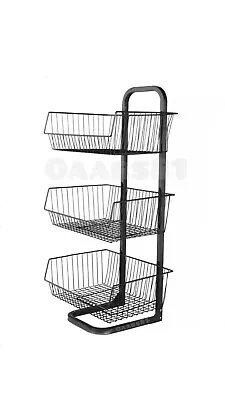 3 Tier Black Wire Kitchen Vegetable Rack Storage Holder Stand Basket Space Saver • £24.99