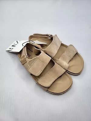 ZARA BABY BROWN SUEDE  LEATHER SANDALS Straps Size USA 9.5 EU 26 DEFECT!!! • $25.92