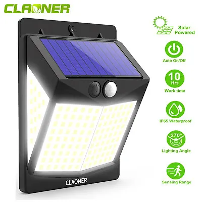 £8.09 • Buy CLAONER 140 LED Solar Powered PIR Motion Sensor Wall Light Outdoor Security Lamp