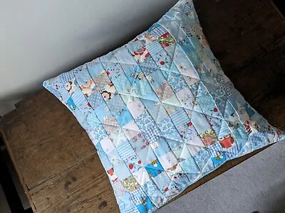 Lovely Handmade Quilted Cushion In Various Blues - Cottage Bedroom FREE P&P • £19.99