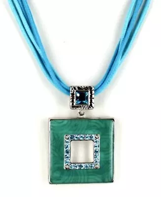 Lia Sophia “Square Dance” Green Pendant W/Crystal Accents Multi-strand Necklace • $15.99