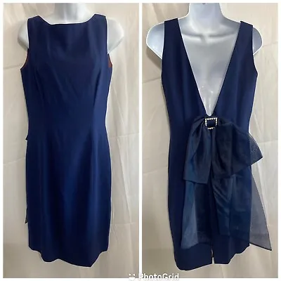 Morton Myles For The Warrens Sleeveless Formal Blue Dress Open Back Bow P2P 18” • $42