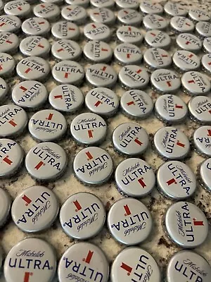 200 Michelob Ultra Beer Bottle Caps No Dents No Crimping White Blue Crafts -R1 • $24.99