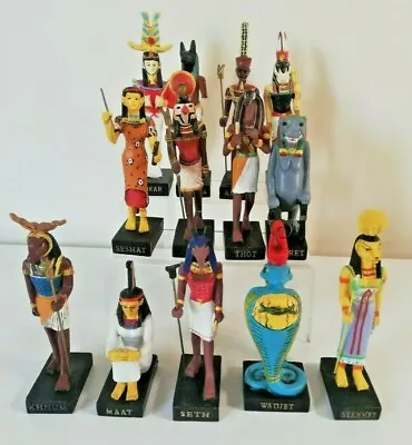 Bundle Of 13 X Hand Painted Resin Egyptian God Desktop / Display Figures • £33.64