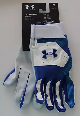 Under Armour Clean Up Batting Gloves Mens Medium White/Royal • $20.66