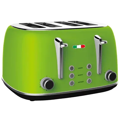 Vintage Electric 4 Slice Toaster GREEN Stainless Steel 1650W -Not DeLonghi • $109.99