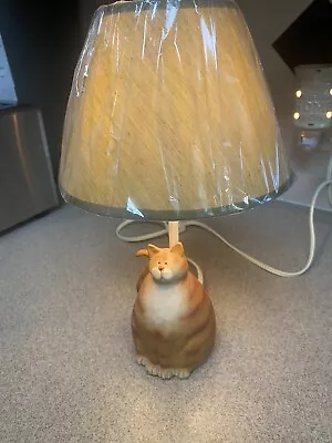 Vintage Lamp With Orange Kitty Cat Base And Shade Cat Lovers 13 Inches Tall • $19.99