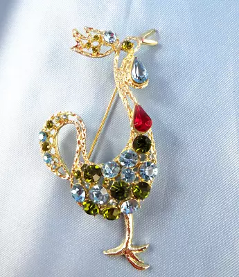 Vintage Rhinestone BIRD PIn Brooch Flamingo Figural 60's Jewelry Bird • $15