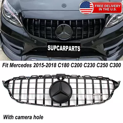 NEW Grille Grill Star With Camera Hole For Mercedes W205 2015-2018 C43 C180 C200 • $82.73