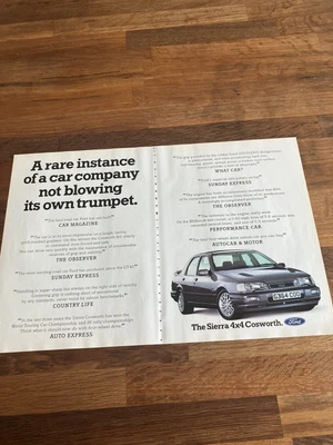 £9.95 • Buy Original Ford Sierra Sapphire RS Cosworth 4x4 Mag Advert Poster Retro Man Cave