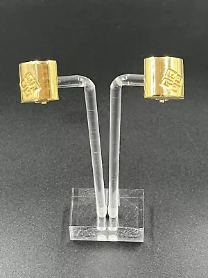 Givenchy New York Paris Logo Clip Earrings Gold Tone Square Signed • $10.50