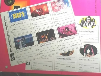 KISS Band School Book Name Labels Sticker Sheet X2 1980 Diamond Prints AUCOIN • $59.99