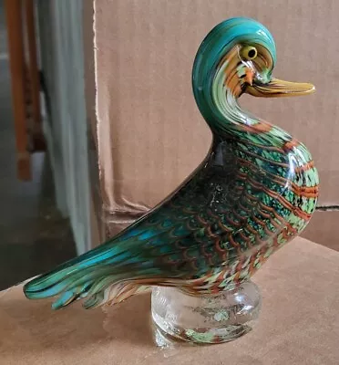 5  Murano Style Glass Millefiori Style Bird Green Duck Figurine  • $30