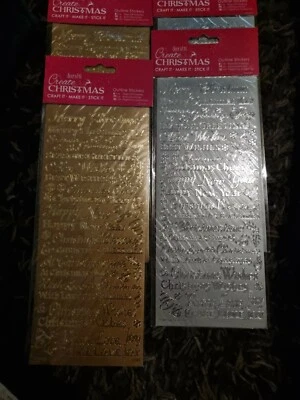 £3.50 • Buy Christmas Peel Off Stickers X2 Gold And X2 Silver Same Designs On Both
