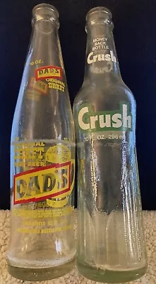 Dad's Root Beer And CRUSH Green Bottles 10 Oz. Vintage ACL • $14.99