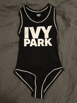 $10.40 • Buy Ivy Park Charcoal Black Bodysuit Body Tank Top Printed White Logo Size XS