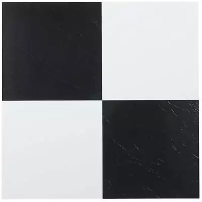 Self Adhesive Vinyl Floor Tile - 20 Tiles/20 Sq. Ft. 12 X 12 Black & White • $23.08