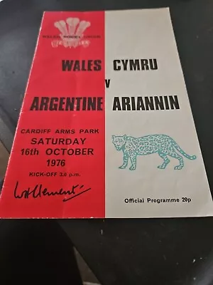 SIGNED 1976 Wales V Argentina Rugby Programme G Edwards JPR Phil BENNETT  • £14.99