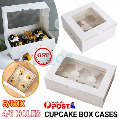 Up To 60pcs Cupcake Box Cases 4 Hole 6 Hole Window Face Party Wedding • $5.93