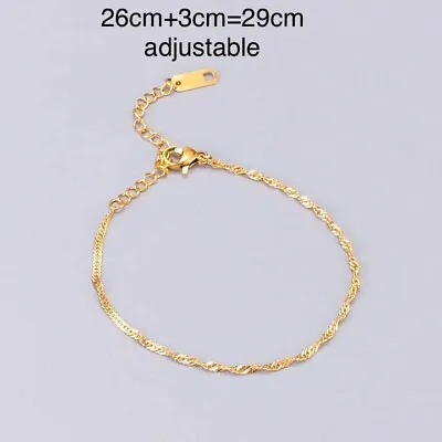 9K 9ct Yellow Gold Plated Sizeable/ Adjustable ANKLE CHAIN ANKLET 11” Gift UK • £8.99