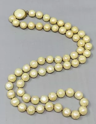 £17.12 • Buy VTG Crown Trifari Faux Pearl Necklace Cream Baroque Acrylic Single Strand 28 