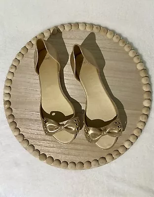 MEL DREAMED BY MELISSA - Size 9 U.S. - Gold Peep Toe Flats **30% OFF** • $26