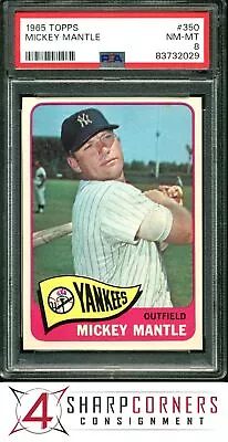 1965 Topps #350 Mickey Mantle Yankees Hof Psa 8 • $2075