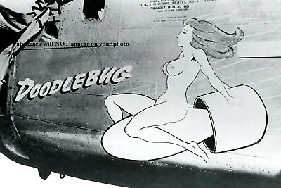 B-24 Bomber PHOTO Doodlebug Nose Art Sexy Girl World War 2 Bombs Away! WWII • $4.28