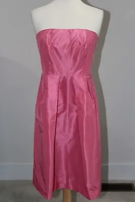 New J CREW Pink Silk Taffeta Pleated Strapless A-Line Dress Sz 4 • $29.99