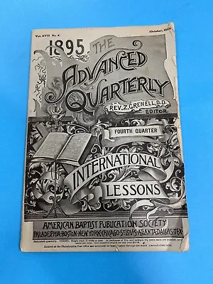 Antique 1895 The Advanced Quarterly American Baptists Society Booklet October • $15