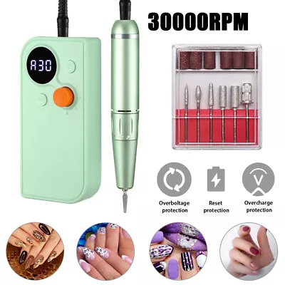 30000RPM Portable Nail Drill Rechargeable E File Machine Manicure Pedicure Green • $42.99