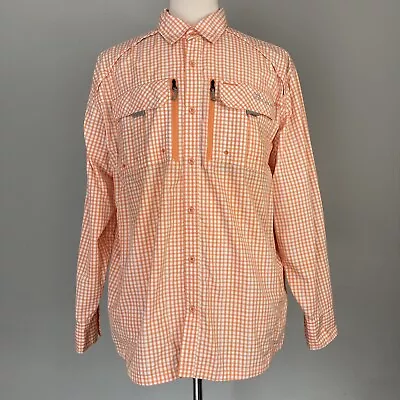 Cabelas Guidewear Vented Nylon Fishing Shirt UPF 50 Roll Tab Long Sleeves Mens L • $10.99