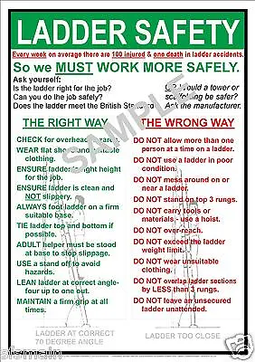 £8.99 • Buy Health And & Ladder Safety Workplace A3 Laminated Poster Legal Everyday Value 