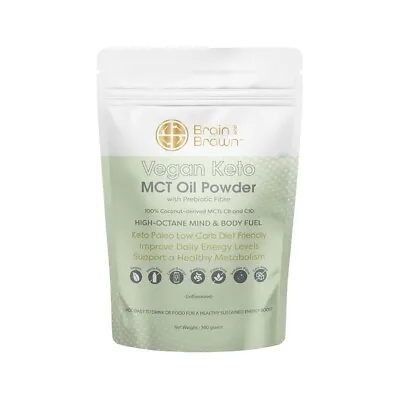 Brain & Brawn Vegan Keto MCT Oil Powder Unflavoured 300g With Prebiotic Fibre • $33.89