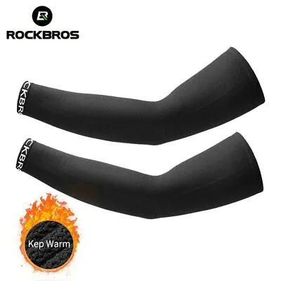 ROCKBROS Winter Autumn Running Arm Warmers Warm Windproof Cycling Fleece Sleeves • $9.99