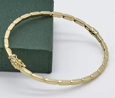375 9ct Yellow Gold Women 3mm Fancy Oval Hinged Bangle Brand New 60mm • £229