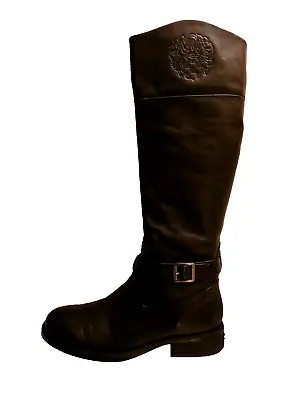 Vince Camuto Black Leather Flavian Riding Boots Women Size 8 • $59.99