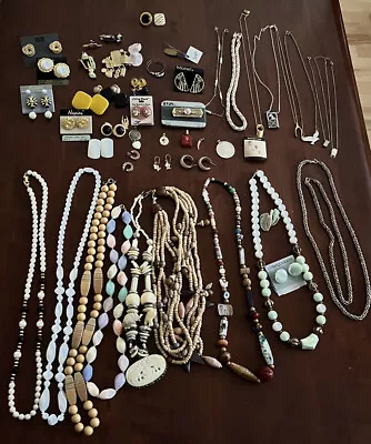 Vintage DesIgner Costume Jewelry Lot. Necklaces Brooches Earrings Mixed Kid • $35